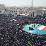 تصویر هوایی پربازدید از مراسم تشییع شهدا در میدان انقلاب تهران